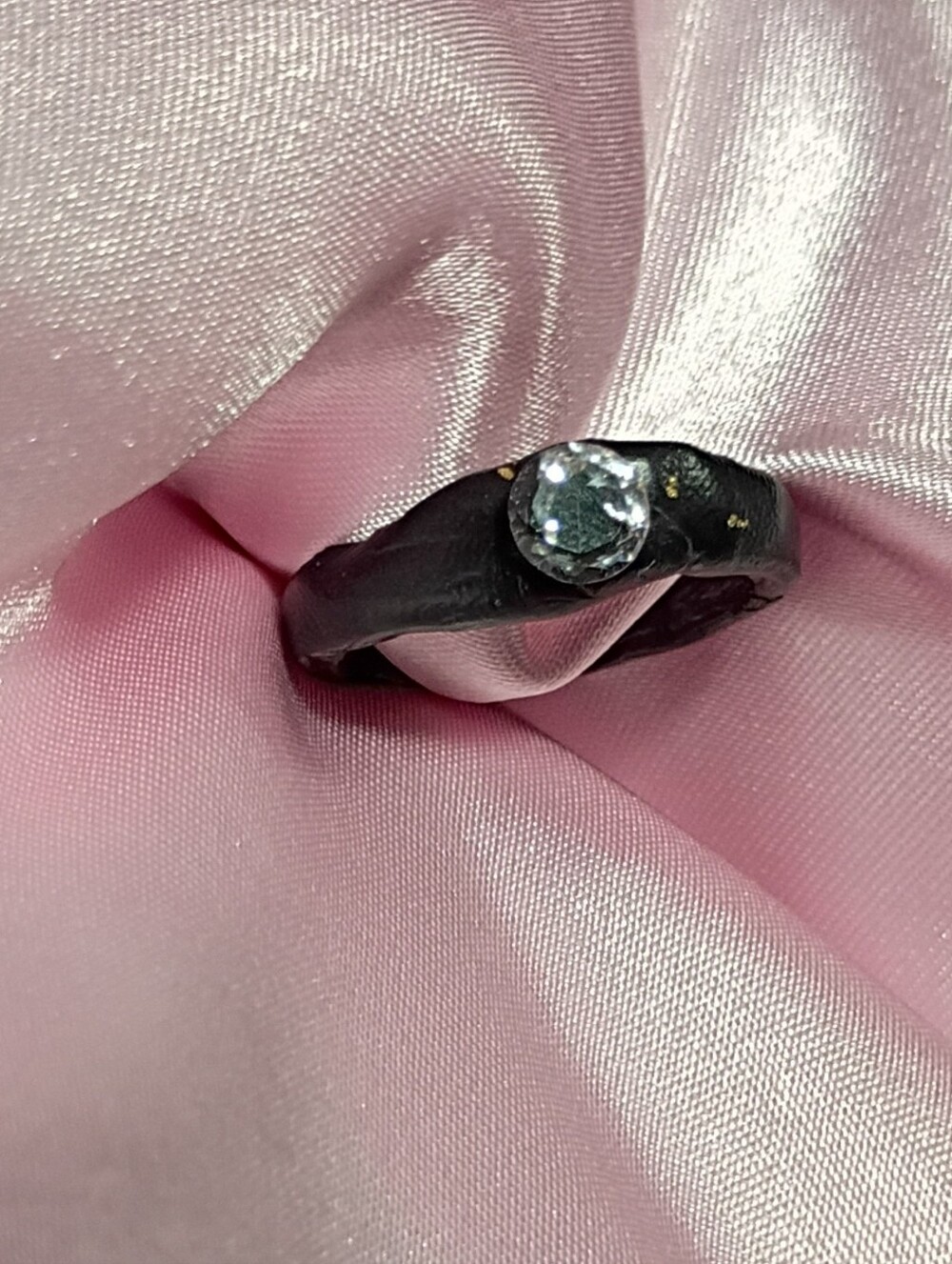 Handcrafted Ring with Faceted Genuine Topaz Gemstone Unisex Round Topaz Band